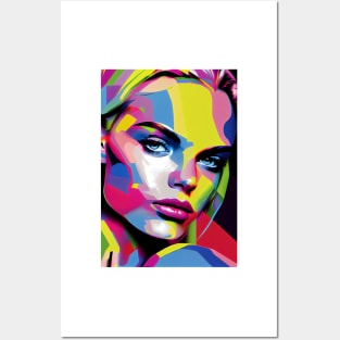 Colorful pop art style woman portrait Posters and Art